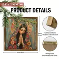 Tableau décoratif carré en bois avec illustration de jeune fille vintage - Fille en Prière (SCM875) / 20x20cm