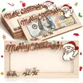 Ξύλινη χριστουγεννιάτικη θήκη χρημάτων με Merry Christmas και σχέδιο Άγιου Βασίλη. - Στυλ Άγιος Βασίλης (DFA1)