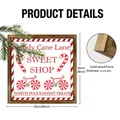 Χριστουγεννιάτικη ξύλινη επιγραφή Candy Cane Lane Sweet Shop, τετράγωνο κάδρο 20x20cm - Candy Cane Lane (SCM1661) / 20x20cm