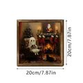 Square Christmas ghost wood framed art painting for festive living room wall decor - SCM1663-5 (20*20)