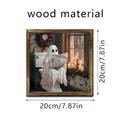 Vintage wood framed Christmas ghost reading newspaper wall art decor poster 20x20cm - SCM1767 (20*20)