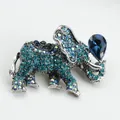 Vintage zilveren legering olifant broche met sprankelende blauwe en turquoise strass - Blauw-Groene Gradiënt Olifant (28) / Teal