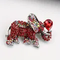 Prachtige vintage olifant broche versierd met rode strass steentjes en een hart edelsteen - Rood Hart Olifant (27) / Rood