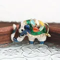 Vintage emaille olifant broche met kleurrijke strass steentjes en goudkleurige - Beschilderde Edelsteen Olifant (18) / Meerkleurig