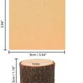 Close-up met de exacte afmetingen van de houten memokaart en de boomstambasis - Stronk met Kaart