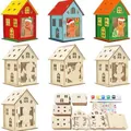DIY ξύλινο χριστουγεννιάτικο σετ ζωγραφικής με πινέλα, χρώματα και αυτοκόλλητα - Σετ 7 Τεμαχίων Ανθρωπάκι Τζίντζερμπρεντ (DF7 Gingerbread Man)