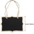 Retro style small wooden hanging chalkboard with jute rope for creative message decoration - Black