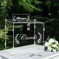 Elegante scatola per biglietti nuziali in acrilico con serratura e incisione fine - Assembly Style With Lock / 25.5x21.5x25cm / Trasparente