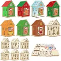 DIY wooden Christmas gingerbread house decoration kit with paints and brushes set - Gingerbread Man House