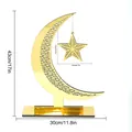 Gold crescent moon and star ethnic ornament variant shown with 43cm dimensions - Style B (Right Facing) / Wooden Base With Gold Acrylic