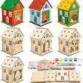 Χριστουγεννιάτικο ξύλινο σπιτάκι DIY με χρώματα και αυτοκόλλητα για τη διακόσμηση - Φθινοπωρινά Ζώα του Δάσους (DFAutumn)