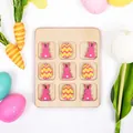 Houten Pasen Boter-kaas-en-eieren spel met roze konijntjes en ei-speelstukken - Roze Konijn & Ei (DFE) / 14x11cm
