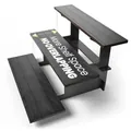 Modern black wood 3-tier display riser stand for showcasing crafts and collectibles - Straight Display Stand / Black
