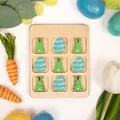 Paas houten boter-kaas-en-eieren spel met schattige konijn- en eierstukken voor kids - Groen Konijn & Ei (DFG) / 14x11cm