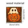 Τετράγωνος ξύλινος διακοσμητικός πίνακας Halloween με φάντασμα και κολοκύθα, 20x20 - Φάντασμα Κολοκύθας (SCM1247-3) / 20x20cm