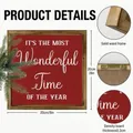 Χριστουγεννιάτικο ξύλινο κάδρο 20x20cm με 'Wonderful Time' και πλαίσιο από μασίφ ξύλο - 20x20cm / Χριστουγεννιάτικη Καλλιτεχνική Ευλογία (SCM1411)
