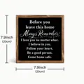 Vierkant houten decoratiebord met witte inspirerende teksten, afmeting 20 x 20 cm - Warme Familie Citaten (35070D) / 20*20cm