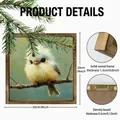 Vierkant wanddecoratie met een schattige vogel en massief houten lijst 20x20cm - Schattige Huisdier Vogel (35070B) / 20*20cm