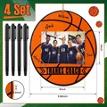 Houten basketbal fotolijst set met 4 markers voor een bedankje cadeau voor coach - Bedankt Coach Basketbal Stijl (MZ133)