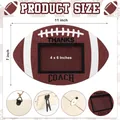Houten fotolijst in voetbalvorm met Thanks Coach tekst, maat 11x7 inch details - Bedankt Coach Rugby Stijl (Donkerbruin)