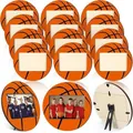 Set van 12 houten fotolijsten met basketbalthema voor sportieve feestdecoratie - Basketbal Thema Ornament Set (MZ127)