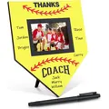 Houten fotolijst in de vorm van een thuishonk als bedankje voor de honkbalcoach met stift - Honkbalplaat Vorm Bedankt Coach Fotolijst (Inclusief Pen)