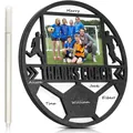 Gepersonaliseerde ronde houten voetbal fotolijst voor coach cadeau met witte pen - Zwart Silhouet Voetbal Bedankt Coach Stijl (Inclusief Pen)