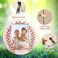 Ronde houten fotolijst met honkbalthema voor op het bureau met draaibare standaard - Honkbal Steek Ronde Fotolijst (Tafelmodel)