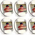 Ronde houten fotolijsten met honkbal-thema voor decoratie van sportfeest-tafels - Honkbal Steek Combo Display Lijst (6 Stuks/Pak)