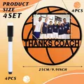 Set van 4 basketbalvormige houten fotolijsten met marker voor cadeaus voor coaches - Bedankt Coach Basketbal Oranje Holle Stijl (4 Sets)