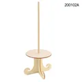 Macro view of a wooden donut stand holder with elegant curved base. - Round