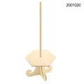Detailed view of natural wooden donut stand with hexagonal base for party decor - Hexagon