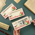 Creatieve houten kerstgeldhouder met hol ontwerp en feestelijke patronen voor geschenken - Rood Groene Kerstbal Stijl (DFA12)