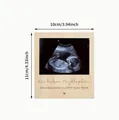 Wooden pregnancy announcement frame for ultrasound photos with heart pattern and German text - German Announcement Style (KXM009-2) / 11x10cm
