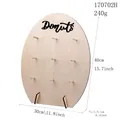 Wooden oval donut display stand for parties, dimensions 30x40 cm, 0.3cm thickness detail - Oval Black Letter Style / 9 Rods Set