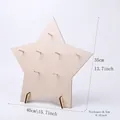 Detail view with dimensions of the star-shaped wooden donut stand for party decor. - Star Shape Blank Style / 9 Rods Set