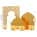 Set of 3 gold acrylic mosque silhouette and arch tabletop decorations for Ramadan - Mosque Silhouette (MBT036) / Double-Layer KT Board Packaging / Gold
