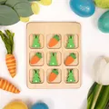 Pasen konijn en wortel houten boter-kaas-en-eieren spelbord voor vakantie geschenken - Groen Konijn & Wortel (DFI) / 14x11cm