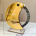 Ramadan Mond Tischkalender Dekoration aus goldenem Acryl mit drehbarem Datumsrad - MZ700 (Goldener Spiegel + Schwarzes Rad)