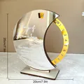 Eleganter goldener verspiegelter Ramadan-Countdown-Kalender in Mondsichelform Deko - MZ701 (Silberner Spiegel + Goldenes Rad)