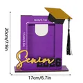 Paarse houten afstudeer fotolijst met Senior 2026 ontwerp en decoratieve kwastjes - Verticaal / 20x17cm / Paars