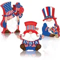 Three Independence Day wooden gnome decorations featuring patriotic USA flag designs. - Chic Style (Set of 3)