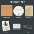 Holz-Freundschafts-Ornament-Set mit Geschenkverpackung und Karten für Schwestern - Rundes Elefant Beschriftungsset (DF Runder Elefant) / Komplettes 6-Teiliges Set