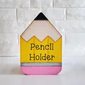 Pencil-shaped wooden desk organizer for stationery, a creative wooden pencil holder - Style A Pen Holder / 11x16.5x9.5cm / Yellow