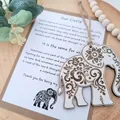 Decorative wooden elephant hanging ornament with sisterhood poem card for friends - White Engraved Elephant Ornament (DF Engraved 2) / 1 Piece