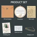 Complete wooden elephant ornament friendship gift set including cards and packaging - Round Elephant Lettering Set (DF Round Elephant) / Full 6-Piece Set