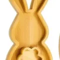 Handcrafted bunny-shaped bamboo snack tray with natural wood grain for Easter decoration - Rabbit