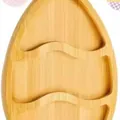 Natural egg-shaped bamboo serving tray with wavy dividers for Easter snack display - Egg 1 (3 Compartments)