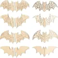 Onafgewerkte lasergesneden houten vleermuischips voor Halloween DIY decoraties - Vleermuis Serie / 12 Stuks