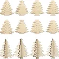 Set van 12 diverse onafgewerkte houten kerstboomvormen voor DIY knutselprojecten - Kerstboom / 12 Stuks